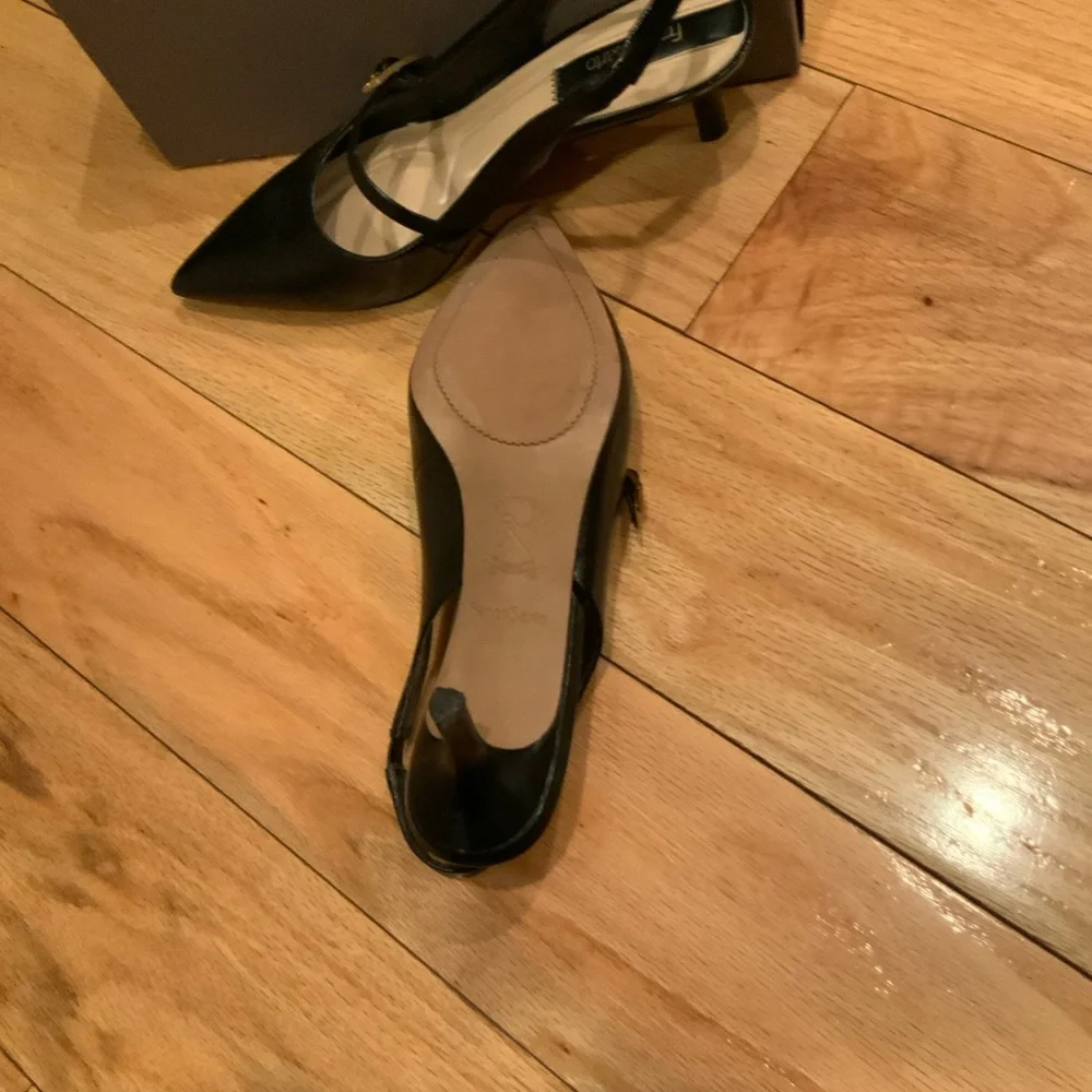 Franco Sarto Black Leather Slingback Heels - Picture 10 of 12